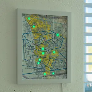 Aviation Map - San Diego 8.5" x 11" Framed Sectional VFR Chart with LEDs for Realtime Weather