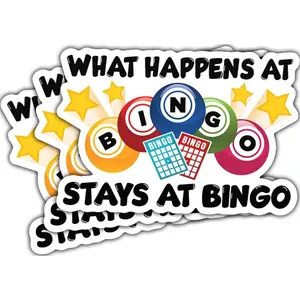 (3Pcs) What Happens at Bingo Stays at Bingo Sticker, Funny Bingo Games Bingo Player Bingo Lover Gift Stickers What Happens at Bingo Stays at Bingo Decal 3