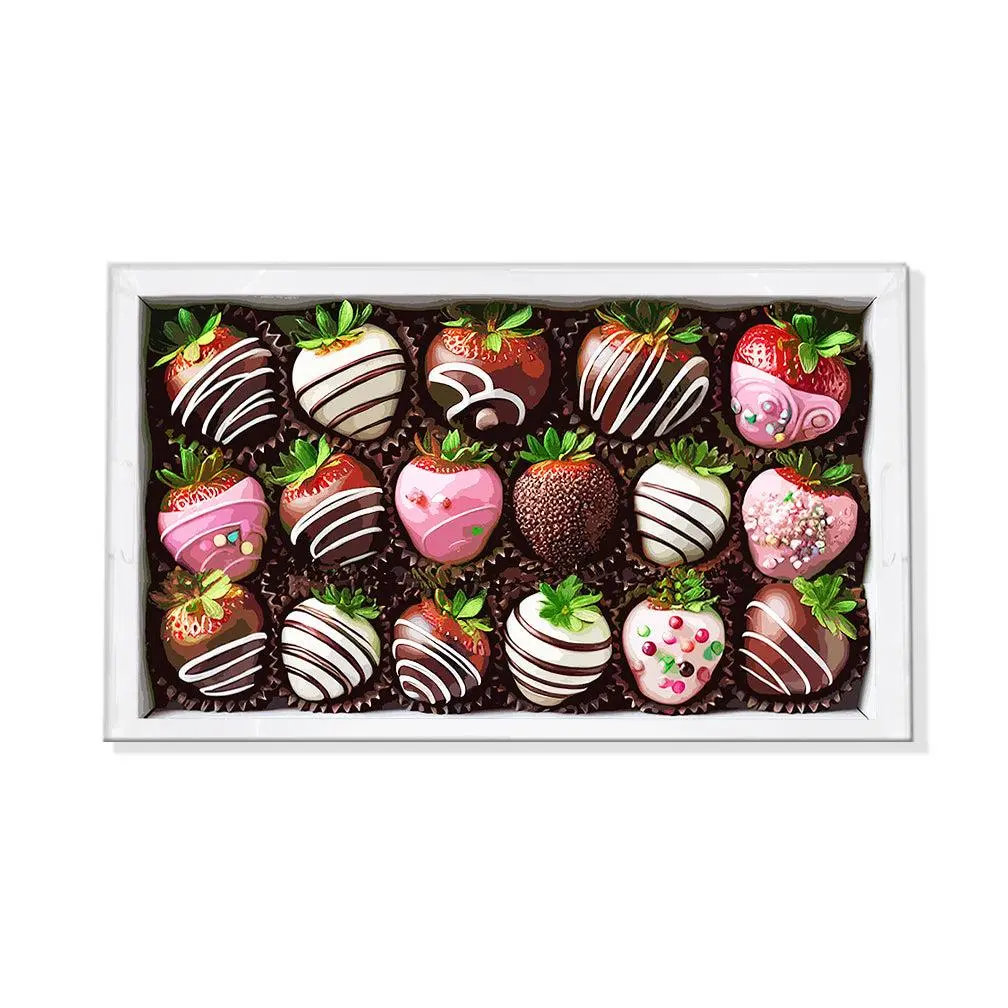 Chocolate Covered Strawberries Acrylic Rectangle Decorative Tray
