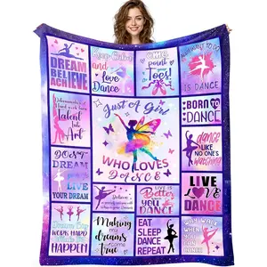 Ballet Dance Themed Soft Flannel Throw Blanket, Multi-Size Options, Cozy Warm Blanket for Couch Bed Sofa Nursery Room Decor, Ideal Valentine’s Day Super Bowl & Birthday Gift for Girls Teens Women Dancers