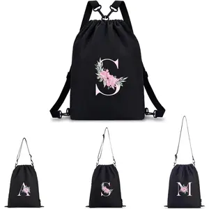 Drawstring Backpack Gym Sackpack, Initial 4-in-1 Multi-String   for  Swimming Beach Yoga  (S)