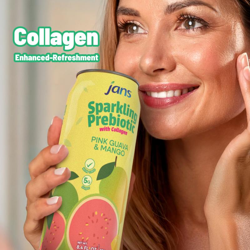 Jans Sparkling Prebiotic Soda Beverage – Low Calorie, No Added Sugar – Non-GMO Sparkling Fruit Beverage – Gut Health Support – Naturally Refreshing Canned 8.4Fl Oz