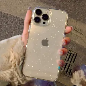 Luxury Bling Glitter Clear Case For iPhone 17 Air 16 15 14 13 12 Mini 11 Pro Max Plus Shockproof Transparent Soft TPU Cover