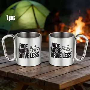 1pc 10oz Stainless Steel Mug, Cold & Hot Travel Coffee Cup, Cycling Design, Ideal Gift for Halloween & Christmas, Perfect for Family & Friends