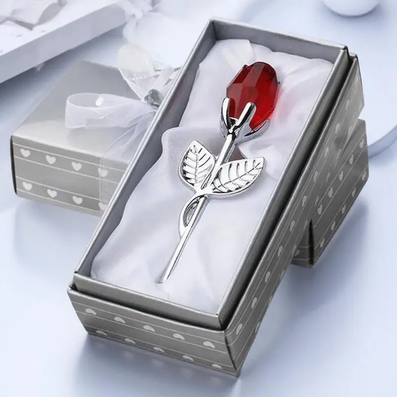 Handmade Crystal Glass Rose Figurine Exquisite vivid craft art ornament Elegant desktop decoration Ideal for wedding souvenir and romantic holiday gifts-MM1
