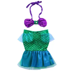 Baby Girl Mermaid Swimsuit Halter Bikini Tops Toddler Mermaid Tail Bathing Suit Swimwear