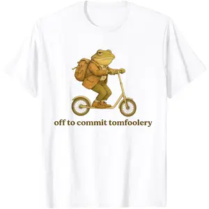 Off To Commit Tomfoolery Men's T-Shirt, Casual Streetwear Short Sleeve Round Neck Graphic Top in Soft 100% Cotton