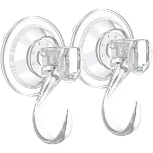 2 Pack Suction Cup Wreath Hanger,Large Clear Removable Suction Cup Wreath Hooks 22BL  Window Glass Wreath Holder Use for Halloween Christmas Decor