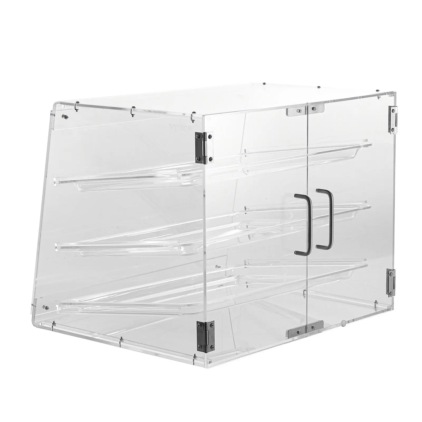 3-Tier Commercial Pastry Display Case with Rear Door Access & Removable Shelves - 20.7 x 17 x 16.3 in