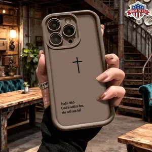 Minimalist Christian Cross Psalm Verse Aesthetic Case for iPhone 17 16 15 14 Pro Max 13 12 11 XR XS Plus Air Slim Shockproof Anti Drop Protective Durable TPU Cover