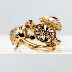 Oroconda Jewelry 14k Solid Gold Turtle Stud Earrings in Three Tones With Virgin Mary for Daily Wear - Sweet Elegant and Meaningful Jewelry