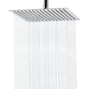 Rain Shower  - 10 Inch High  Shower Heads 304 Stainless Steel Ultra Thin Square Showerhead  Boosting Design, Ceiling or Wall Mount