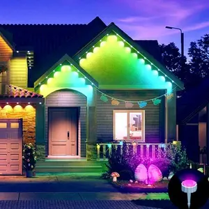 54FT/101FT Permanent DIY Outdoor Light, 1 Count APP/Voice/Remote Controlled RGBIC Smart Eaves Light Waterproof Outdoor Lighting Christmas Home Decoration Garden Ambient Weatherproof