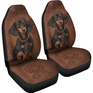 Dachshund Dog Mandala Leather Car Seat Covers