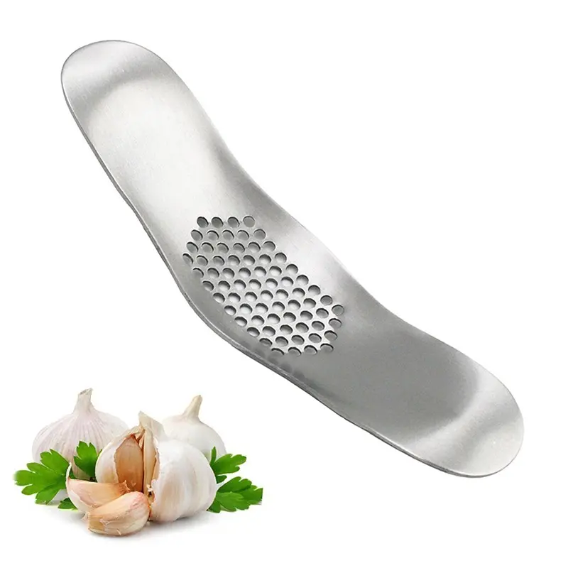 304/430 Stainless Steel Garlic Press, Manual Garlic Mincer, Kitchen Garlic Crusher, Arc-Shaped Garlic Squeezer, Hand-Held Garlic Grinder