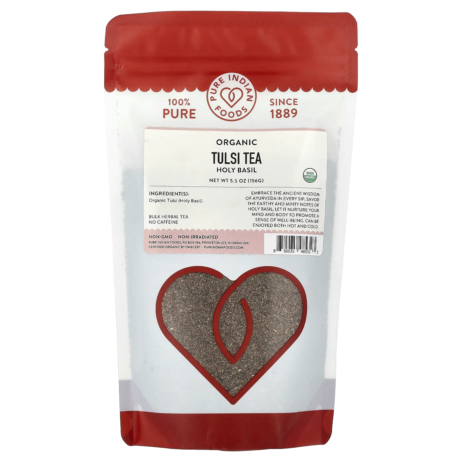 Pure Indian Foods Organic Tulsi Tea, Holy Basil, Caffeine Free, 5.5 oz (156 g)