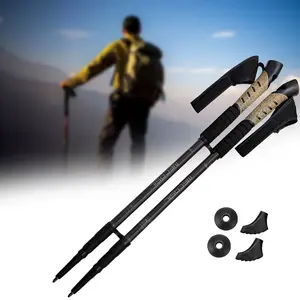 1 Pair Ultralight Camping Trekking Pole for Adults, Shock-Absorbing Telescopic Hiking Sticks for Nordic Walking Outdoor Mountaineering and Hiking Cane ﻿(Black)