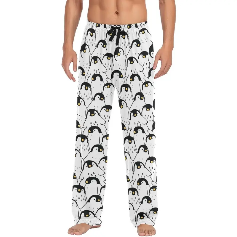 Men's Pajama Pants Super Soft Penguin Sleep Lounge Pants Pjs Bottoms with Pockets