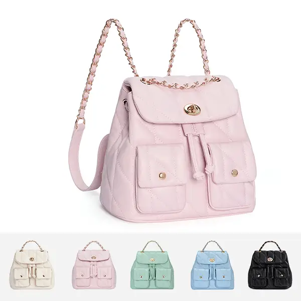 CLUCI falldealsforyou Fall Small Backpack Purse for Women,Vegan Leather Backpack for Woman Quilted Bookbag Crossbody Bag Chain Compact