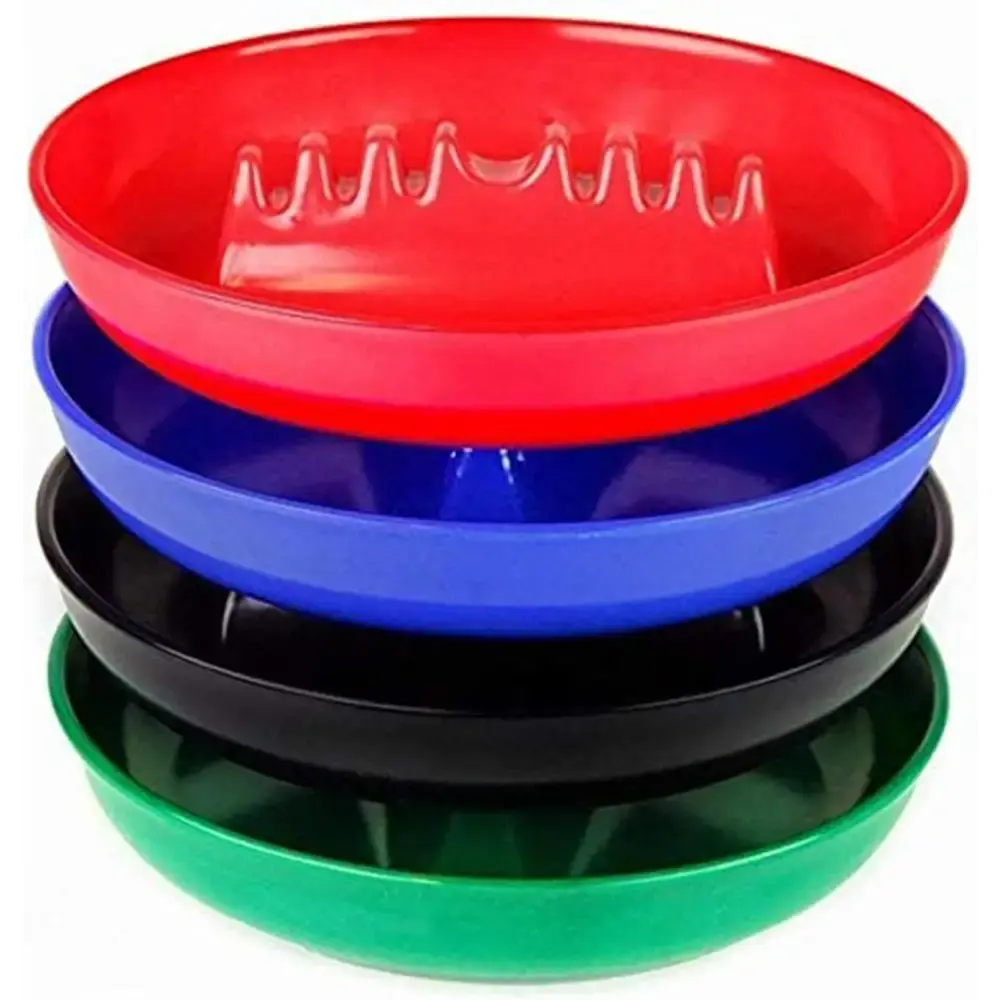 Ash Tray For Cigarettes & Cigar (Pack of 4) Round Plastic Melamine Tabletop Ashtrays, Assorted Colors - For Indoor/Outdoor, Patio, Restaurant Style