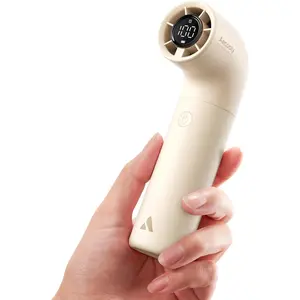 Aecooly Portable Handheld Fan, Beige, 15000 RPM High Speed Turbo Mini Fan, 8H Max Cooling Time, 4 Speeds, Rechargeable, Ergonomic Grip, Honeycomb Airflow, Smart LED Display, Ideal for Travel & Outdoor Activities