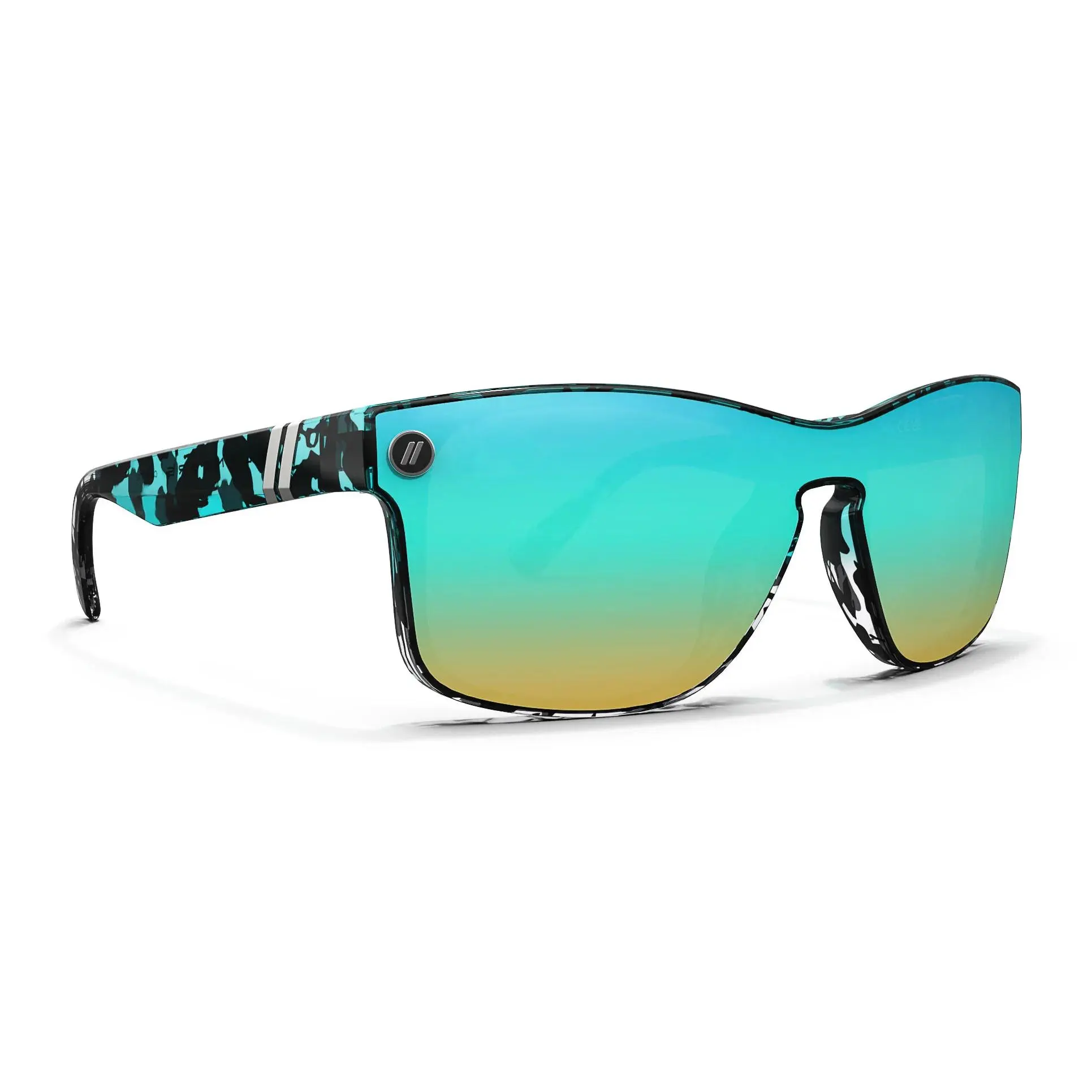 Blenders Eyewear Canyon X2 Teal Tort Polarized Sunglasses - Full-Rim Wraparound Frame, Aqua Mirror Lenses, UVA/UVB Protection, Unisex Style