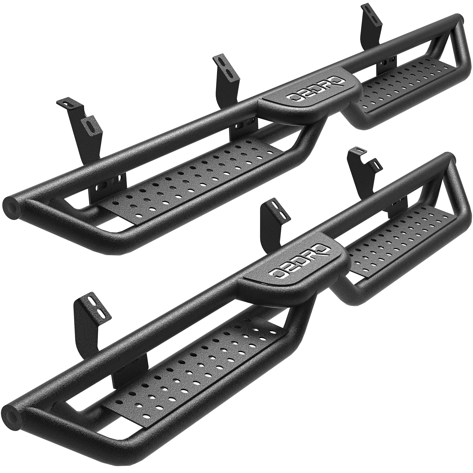 OEDRO Running Boards Compatible with 2024-2026 Toyota Tacoma Double/Crew Cab 4 Full-Size Doors, Two Stair Design Side Step Rails, Powder-Coated Black Carbon Steel Nerf Bars