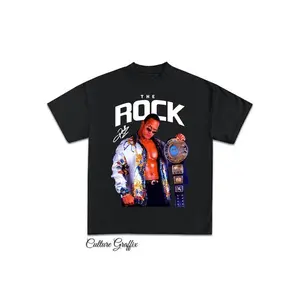 The Rock Shirt, WWE The Rock, The Rock merchandise, Wrestlemania Medium heavy cotton tee, Dwayne Johnson shirt, black tee Dwayne Johnson