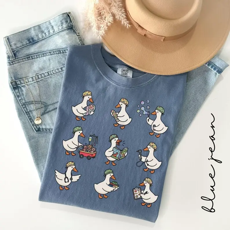 Comfort Colors Pediatric Nurse Goose T-Shirt, Cute Peds Nurse Tshirt, Pediatrician Nursing Team Tee, Gift for PICU Crew, New Nurse Gift, Nurse Appreciation Shirt