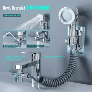 Multifunction Universal Water Tap, 3-in-1 Multifunctional Faucet with 360 Rotating Faucet and Massage Shower Head, Universal Splash Filter Tap for Daily Washing (1 Set)