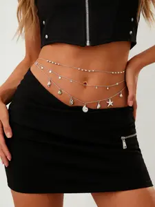 Boho Star Shell Pendant Waist Chain Set, Ocean Theme Beach Party Jewelry, Multi-Layer Body Chain, Women's Beach Ready Accessories