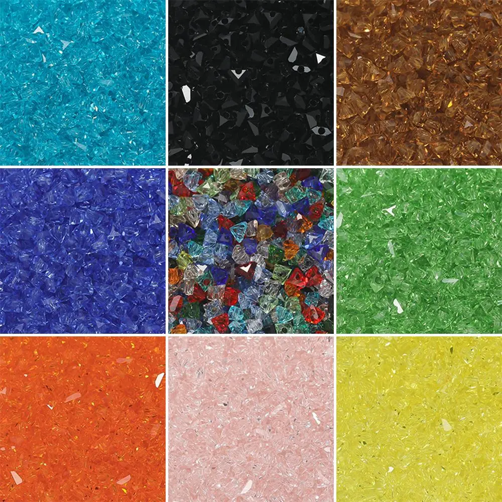 100Pcs/Lot Mixed Glass Triangle Shape Beads Charm Loose Bead for DIY Bracelet Necklace Earring Jewelry Making Accessories
