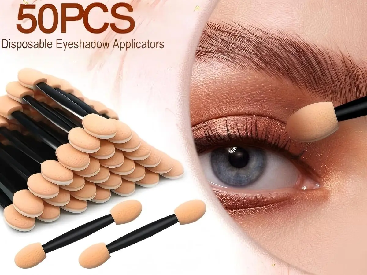 50Pcs Disposable Dual Sided Eyeshadow Applicators, Sponge Makeup Wands, Great for Eye Makeup, Party Looks & Makeup Practice