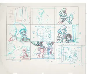 Tom & Jerry Kids Storyboard Hand-drawn Animation Hanna Barbera Babet 1992 S1-006