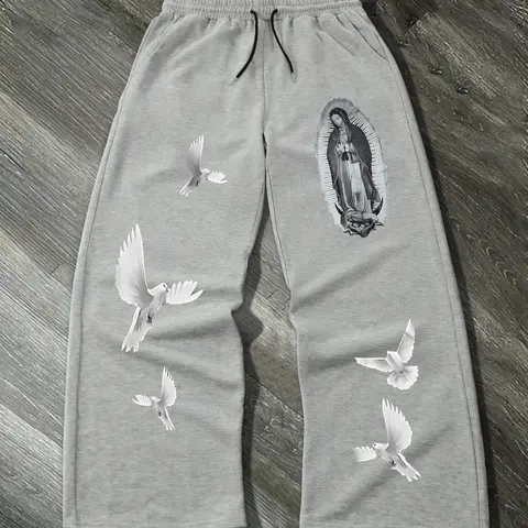 Men's Graphic Print Pocket Pants, Casual Fitted Trousers, Casual Comfy Pants for Daily Wear, Casual Streetwear Trousers, Fashion Men's Trousers for All Seasons