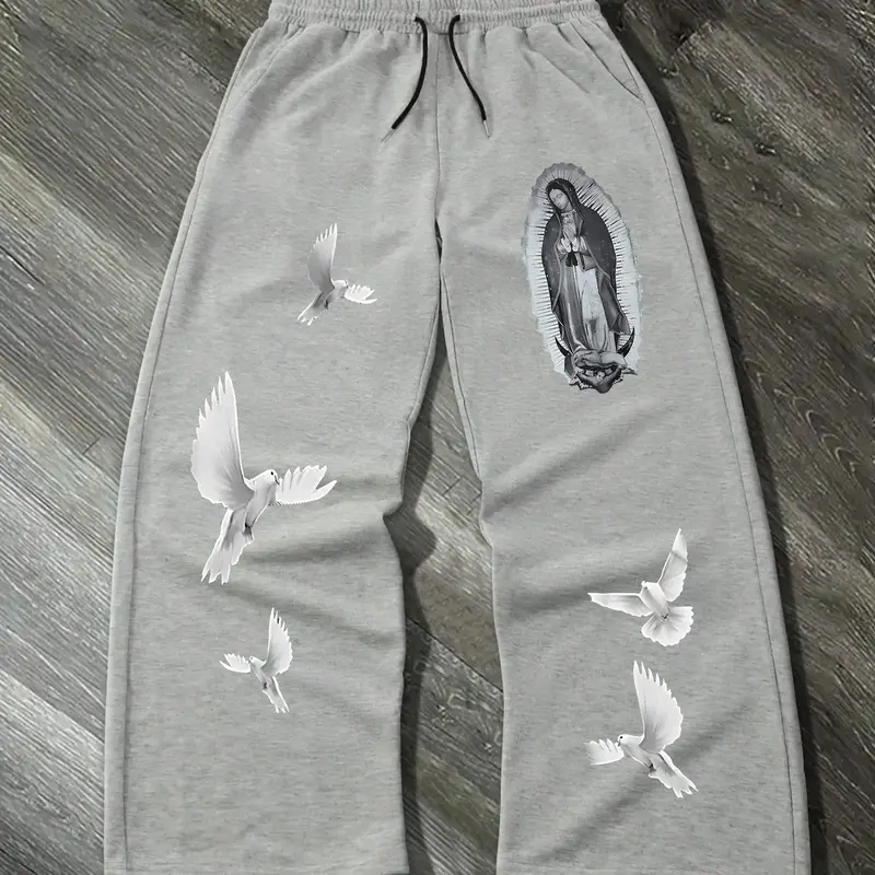 Men's Graphic Print Pocket Pants, Casual Fitted Trousers, Casual Comfy Pants for Daily Wear, Casual Streetwear Trousers, Fashion Men's Trousers for All Seasons