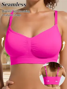 Women's Wireless Bra, Comfort Bralettes, No Underwire, Unlined Cami Bra, Seamless Tshirt Bras, Yoga Sports Bra, Basic Fit, Up to 44dd