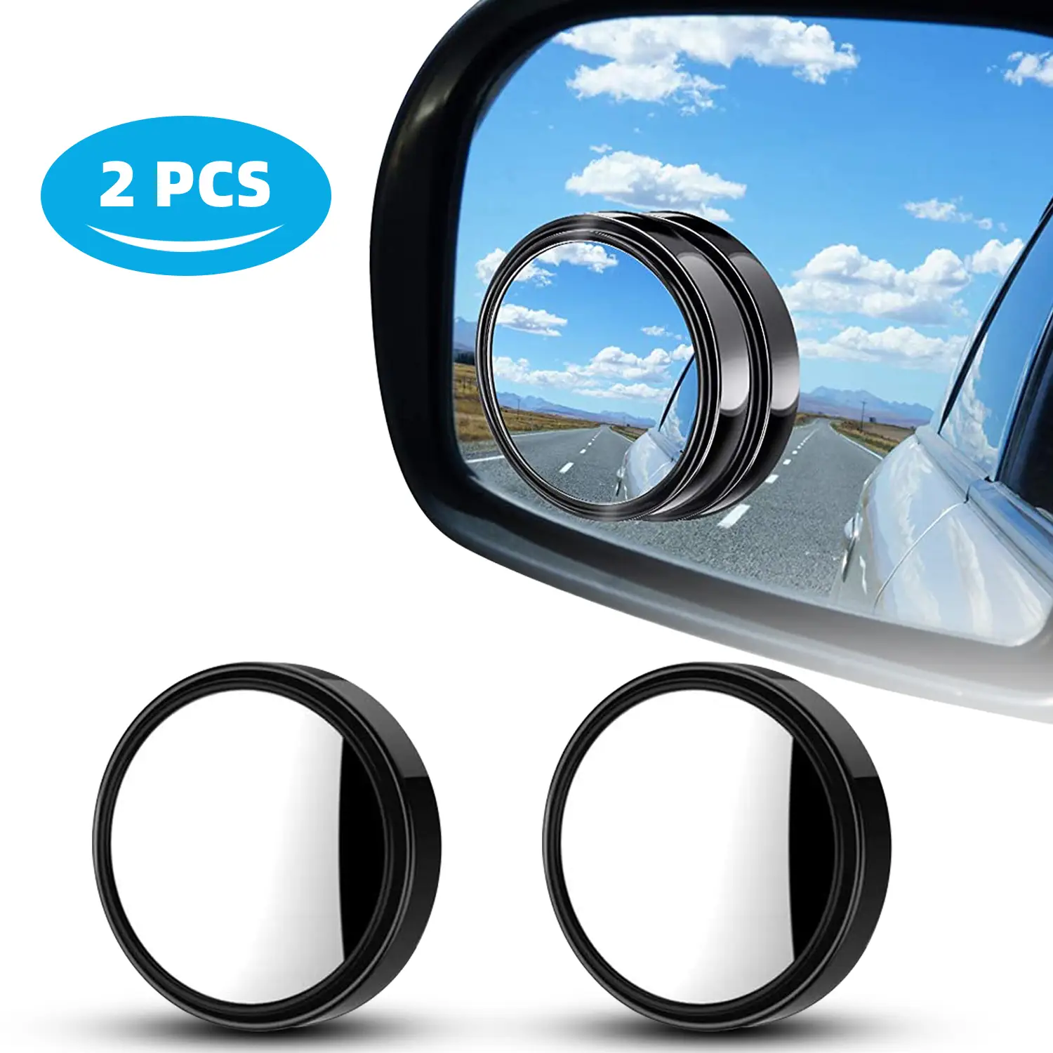 2Pcs Blind Spot Car Mirrors, 2.25 Inch Reusable Round HD Glass Convex 360° Wide Angle Side Rear View Mirror With Sucker For Cars SUV And Trucks