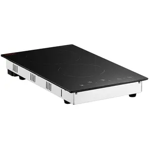 in Electric Stove Top, 20x 11.6 inch 2 Burners, 240V Glass Radiant Cooktop with Sensor Touch Control, Timer Child Lock Included, 9 Power Levels for Simmer Steam Slow Cook Fry