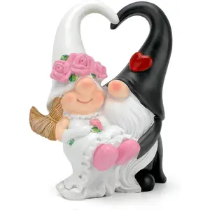 Anniversary Wedding Gifts for Couple - Romantic Wedding Gnomes Decorations, Gifts for Wife Mothers Day Husband Birthday (White)