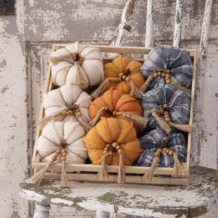 Multiple Pieces Fabric Pumpkins with Bead Tassel, Home Decor Hanging Home Supplies