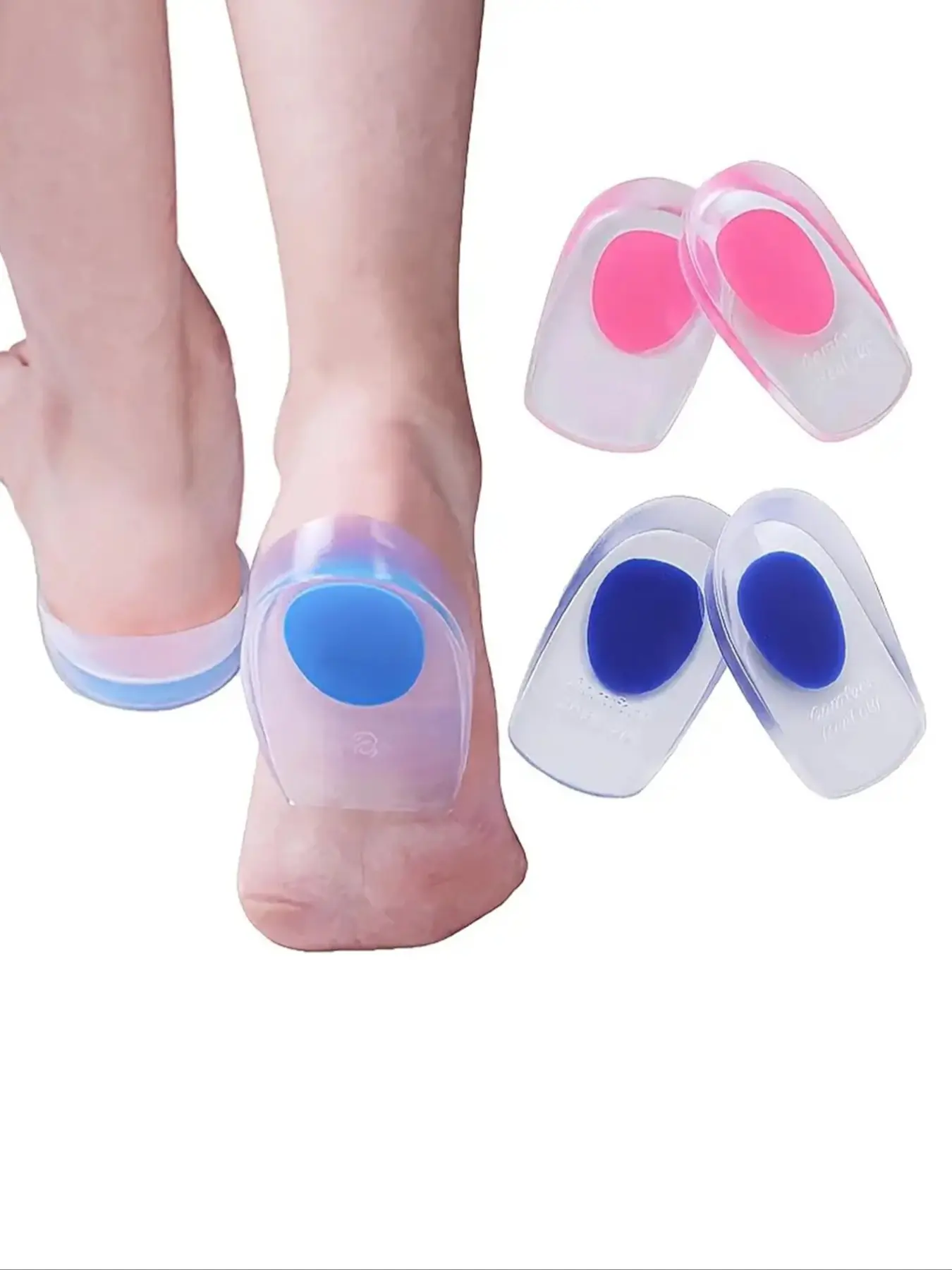 Unisex Silicone Gel Heel Cups for Shock Absorption & Plantar Fasciitis Relief, Shoe Insoles, Silicone Inserts, Transparent Ergonomic Heel Protectors for Sneakers & Boots, Comfortable for Sports & Daily Wear, Shock Absorbing Insoles