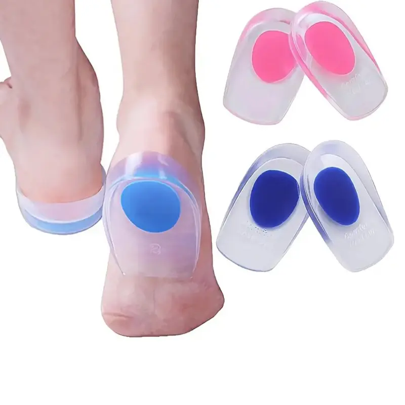 Unisex Silicone Gel Heel Cups for Shock Absorption & Plantar Fasciitis Relief, Shoe Insoles, Silicone Inserts, Transparent Ergonomic Heel Protectors for Sneakers & Boots, Comfortable for Sports & Daily Wear, Shock Absorbing Insoles
