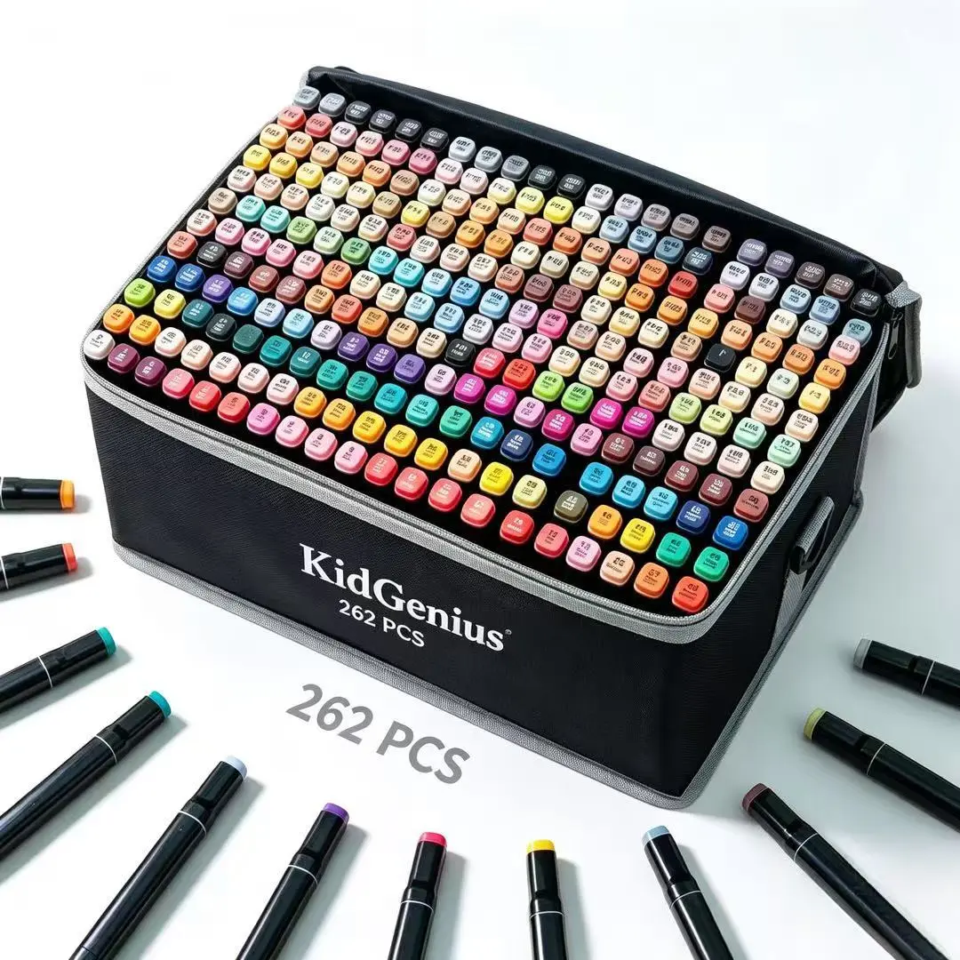 KIDGENIUS Dual-Tip Alcohol Color Markers Gift Set - Professional Quality, Brown & Skin Tones Included, Watercolor Brush Pen for Fine Detailing & Large Area Coloring, Ideal Easter Gift for Kids