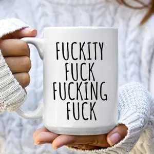 Fuckity Fuck Mug, Sarcastic Coffee Mug, Funny Birthday Gift, Large Coffee cup, Double Sided Minimalist cup