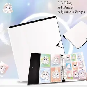 Heavy-Duty A4 Binder with Adjustable Straps - 3-Ring D-Ring Card Organizer for K-pop Albums, Photocards, Polaroids & Idol Merch