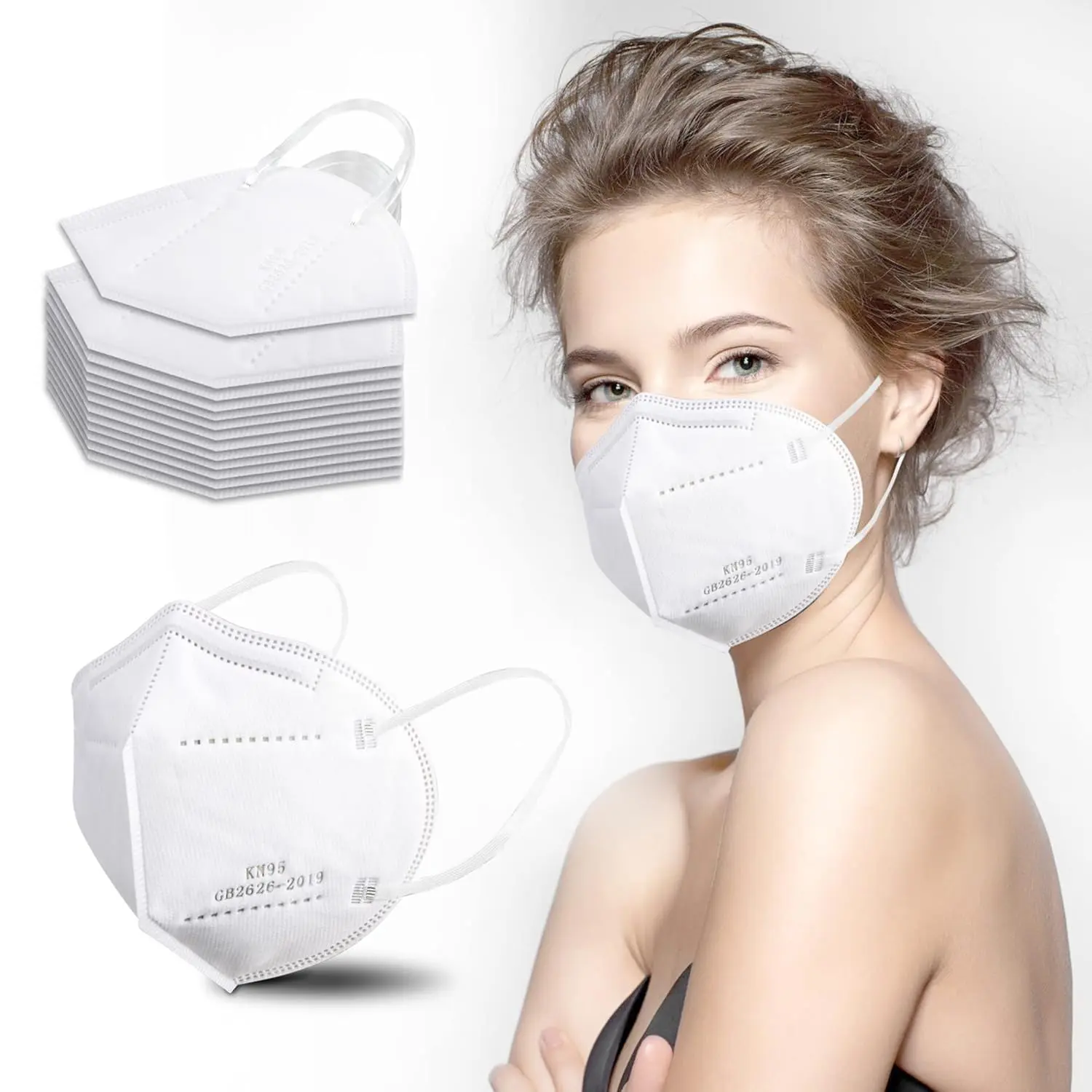 50 Pieces / Pack - KN95 Masks, Various Colors, 5 Layers Breathable, Well Ventilated, Suitable for Decoration, Outdoor Activities, Protecting Your Health (Pink, Blue, Gray, Multicolor, White), Suitable for Decoration, Construction Site, etc.