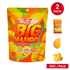 MetaVita Big Mango Gummy - Big Pack - 10oz - Peelable Candy, Mango Peeling Gummies, 2 Packs - 40 Pieces, Individually Wrapped, Gift Candy Snack