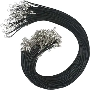 50 count Black Waxed Necklace Cord 2MM Waxed Leather Cord Rope with a Lobster Claw Clasp Necklace Cord Bulk for  Making Bracelet Chain Necklaces String  DIY Accessories