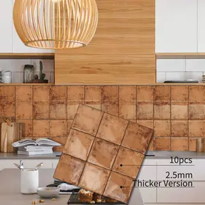 3D Textured Backsplash Decals – Ebony Finish, Extra-Thick Self-Adhesive Design; Simple and Easy to Install – Suitable for Kitchens, Bathrooms, and Living Rooms（Peelable）